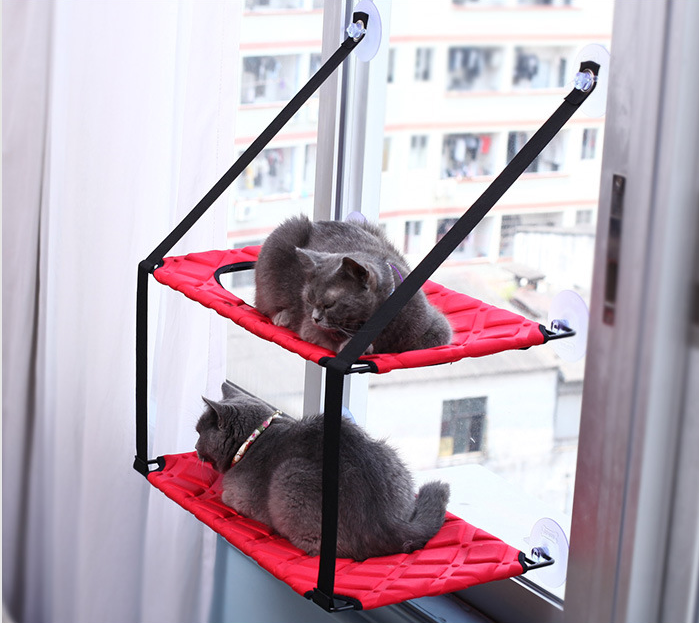 Window-Mounted Cat Hammock with Suction Cups (Single/Double)