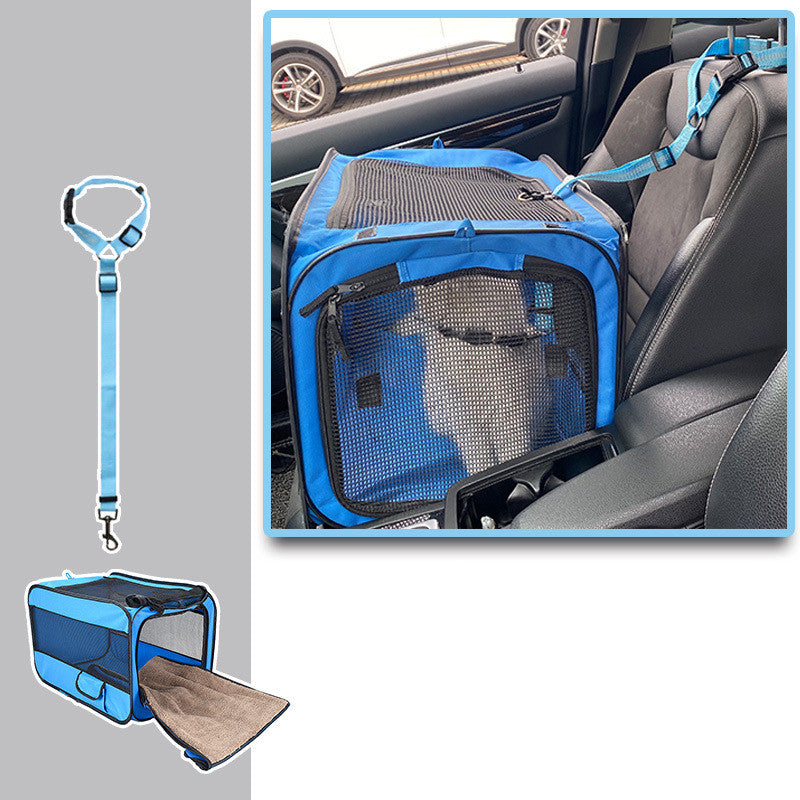 Portable Folding Pet Travel Carrier with Safety Zippers