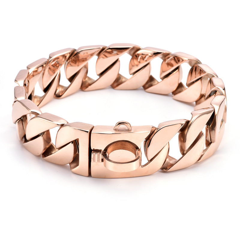 Rose Gold Stainless Steel 32MM Wide Dog Leash