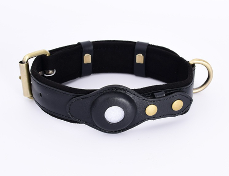First Layer Leather Dog Collar with Location Tracker