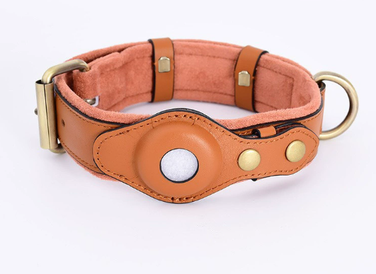 First Layer Leather Dog Collar with Location Tracker