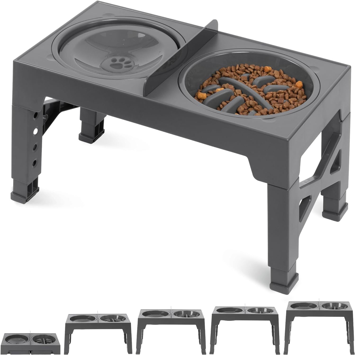 Elevated Slow Feeder Pet Bowl with Stainless Steel (2-in-1)