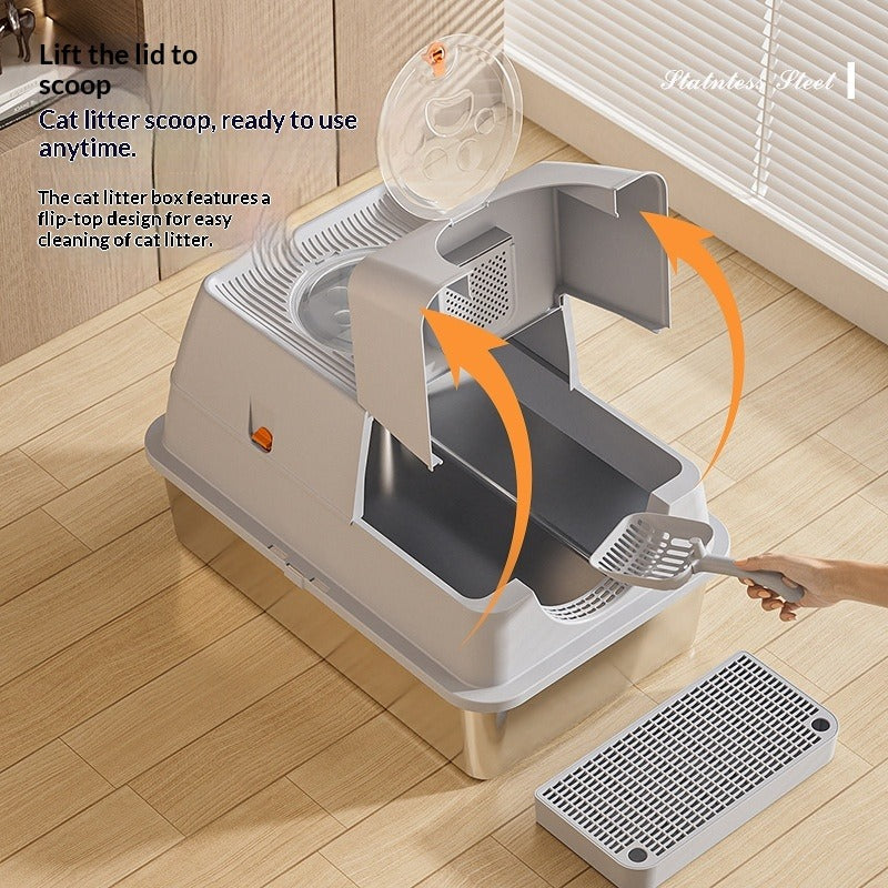 Detachable Semi-Enclosed Cat Litter Box