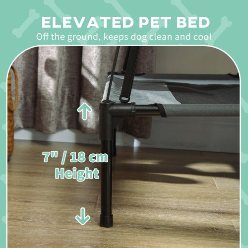 Elevated Dog Cot with Canopy, 24" Gray