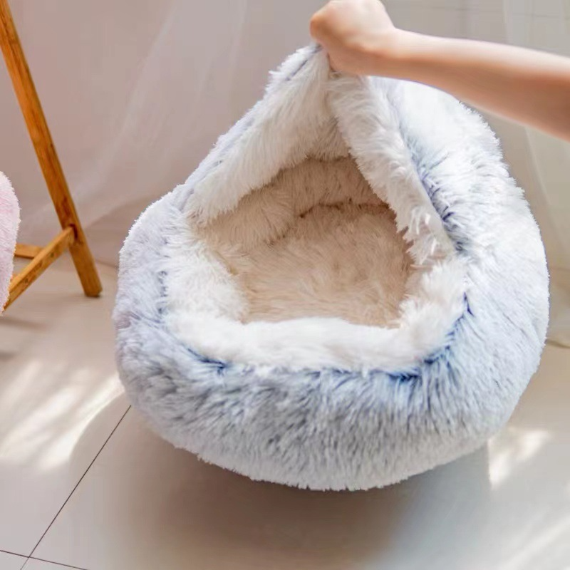 Cozy Nest Semi-Closed Pet Bed for Cats and Small Dogs