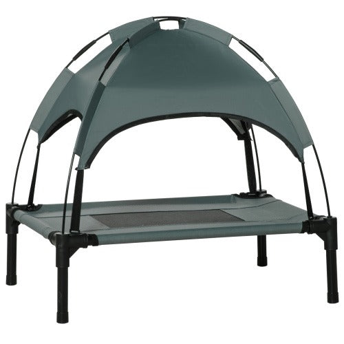Elevated Dog Cot with Canopy, 24" Gray