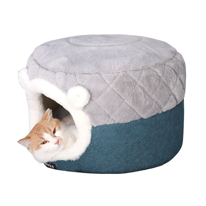 Reversible Quilted Warm Cat Bed for Pets in Autumn/Winter
