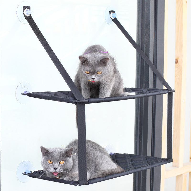 Window-Mounted Cat Hammock with Suction Cups (Single/Double)