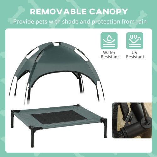 Elevated Dog Cot with Canopy, 24" Gray