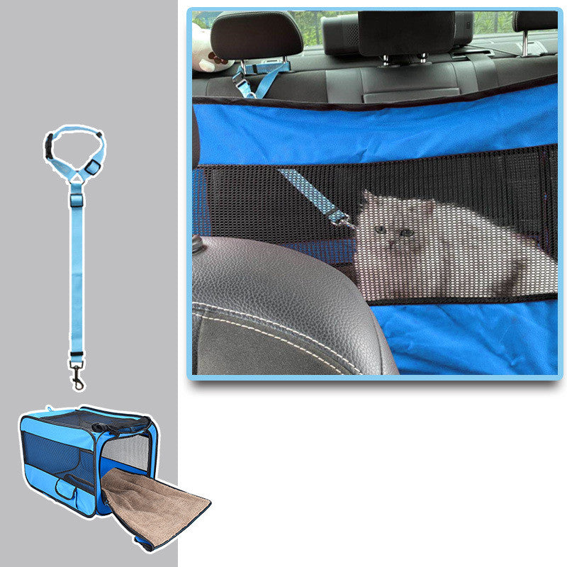 Portable Folding Pet Travel Carrier with Safety Zippers
